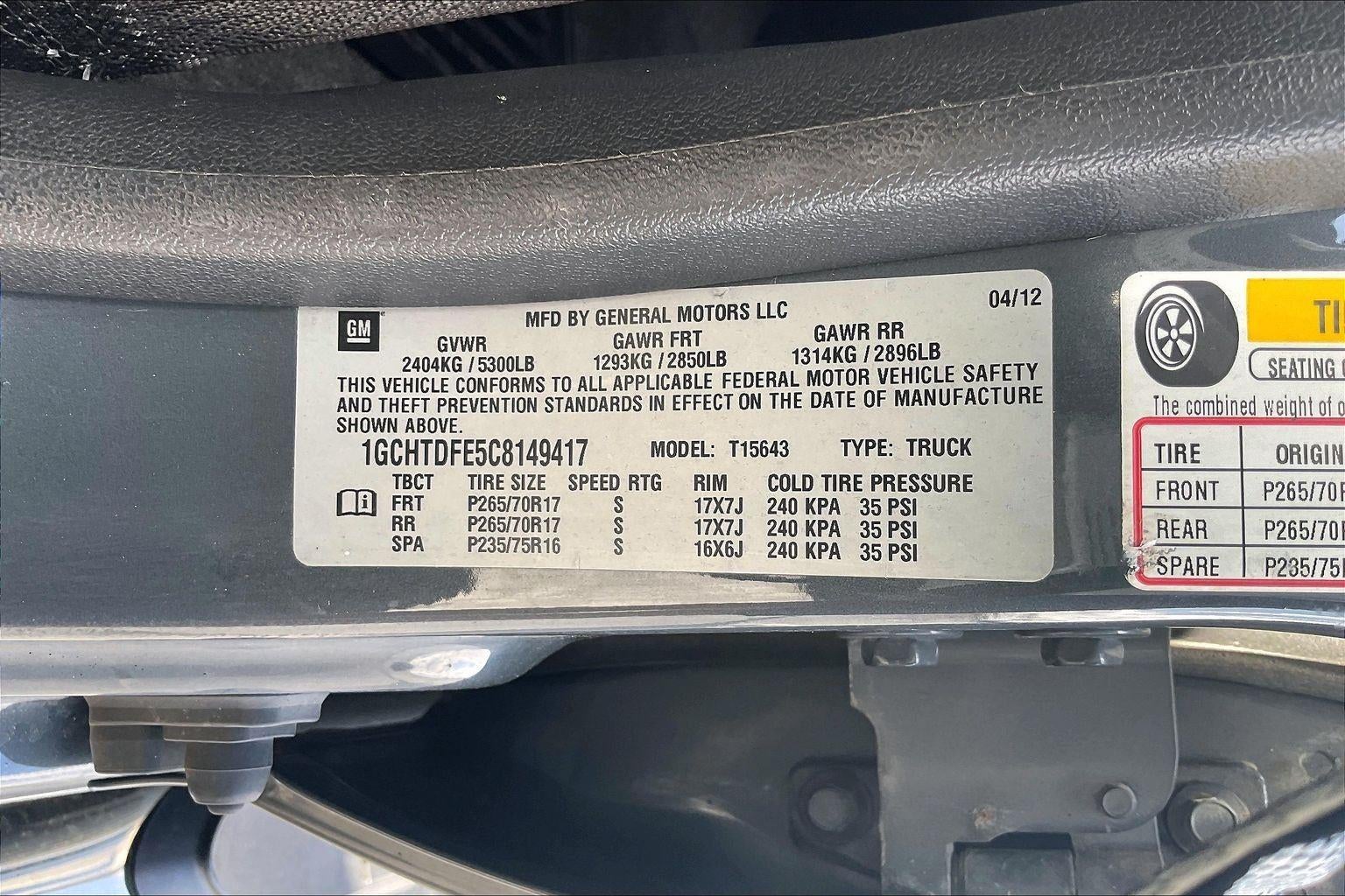 2012 Chevrolet Colorado LT w/2LT