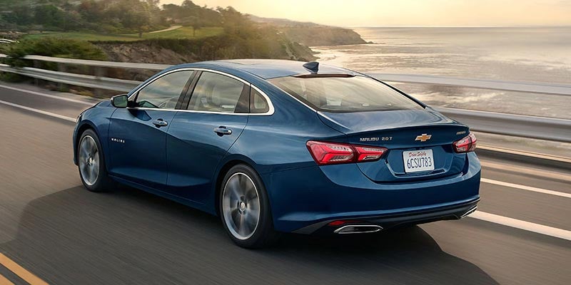 Chevy Malibu on the highway showcasing exterior styling