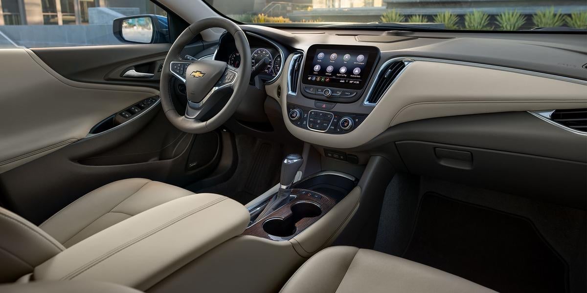 Chevy Malibu interior with touchscreen infotainment system
