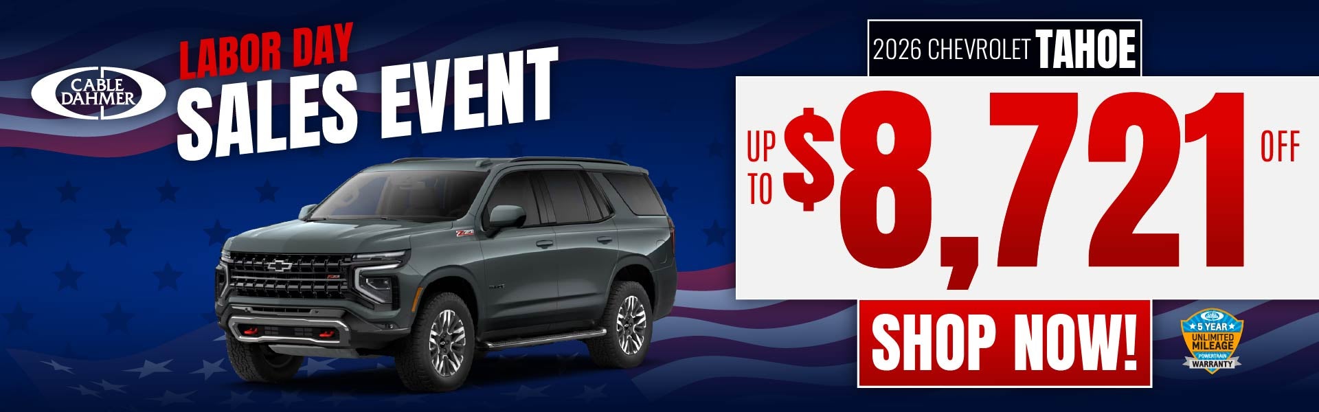 2026 Chevy Tahoe up to $8721 off