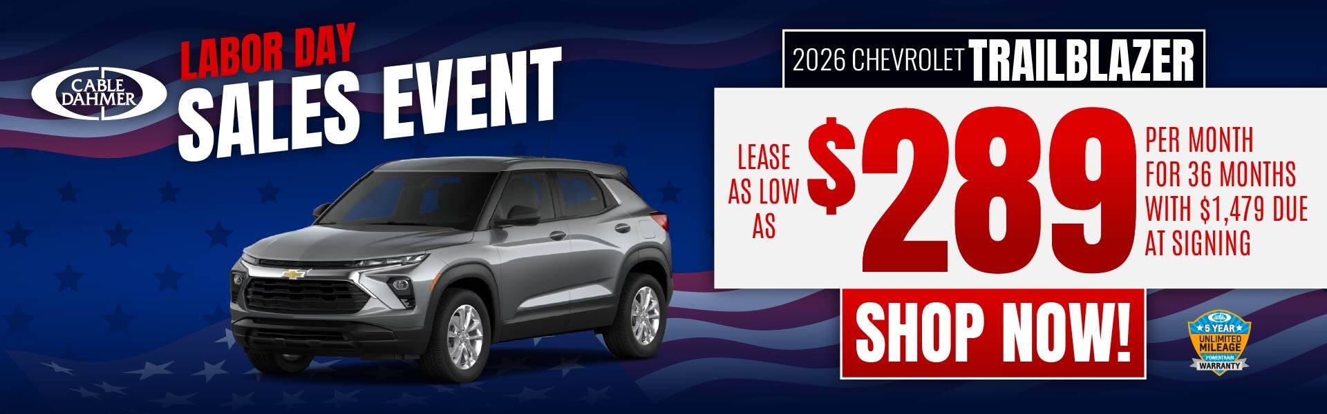 2026 Chevy Trailblazer lease as low as $289 a month