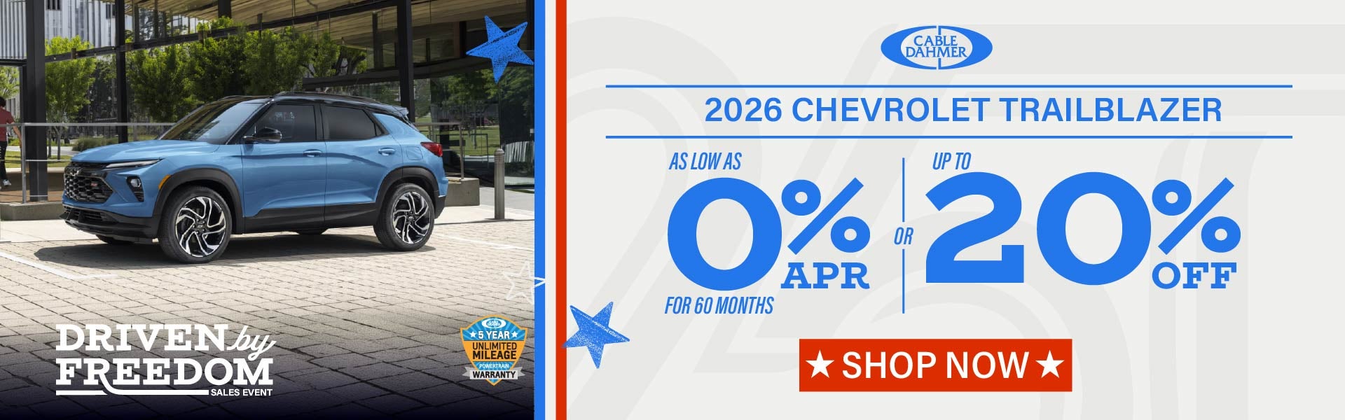 2026 Trailblazer as low as 0% APR or up to 20% off