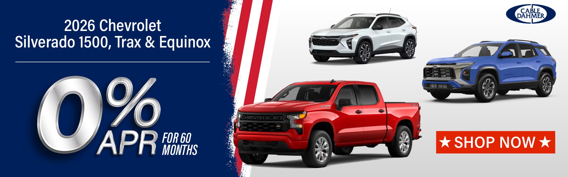 0% Financing on Silverado 1500, Trax, Equinox