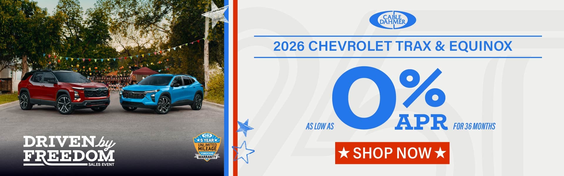 As low as 0% APR on new Chevy Trax and Equinox